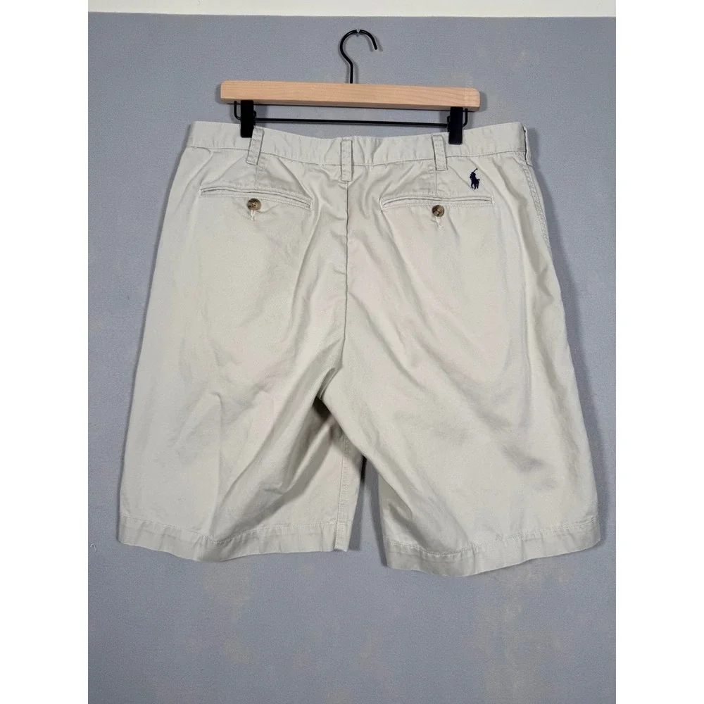 Polo Ralph Lauren Mens Chino Shorts Beige Tan Cotton Twill Flat‎ Front 36